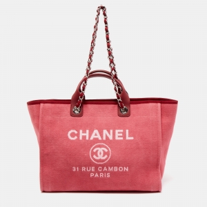 Chanel Pink Canvas and Leather Large Deauville Shopper Tote