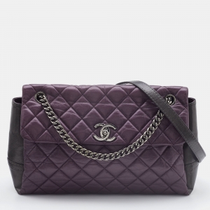 Pre Owned Chanel Purple/Grey Quilted Leather Lady Pearly Flap Shoulder Bag