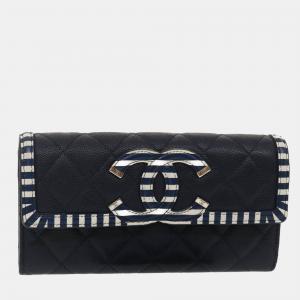 Chanel Black Cruise Line Long Wallet