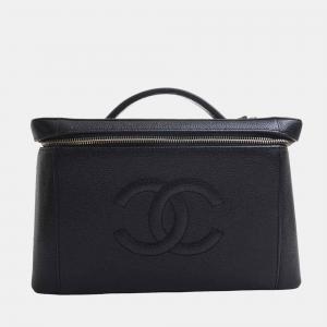 Chanel Black Leather Classic Timeless Vanity Case