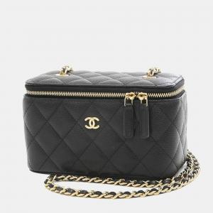 Chanel Black Leather Vanity Chain Shoulder Bag