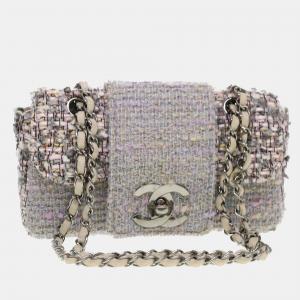 Chanel Grey Tweed and Leather Flap Bag