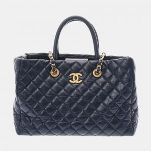 Chanel Blue Leather CC Tote Bag