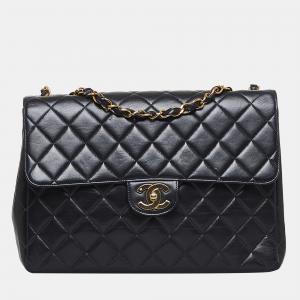 Chanel Black Jumbo Classic Lambskin Maxi Single Flap