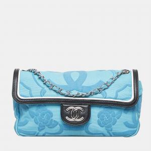 Chanel Blue Camellia Single Flap