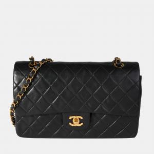 Chanel Vintage Black Quilted Lambskin Medium Classic Double Flap Bag