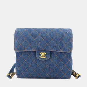 Chanel Blue Leather Vintage Chain Backpack