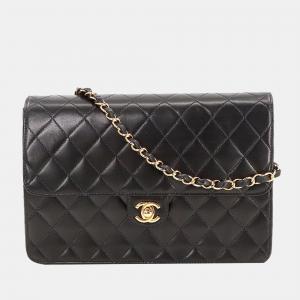 Chanel Black Leather Square Vintage CC Flap Shoulder Bag