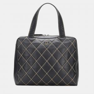 Chanel Black Leather CC Wild Stitch Handbag