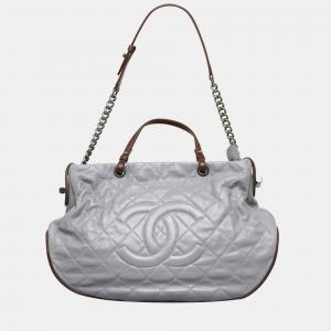 Chanel Grey Quilted Leather CC Shoulder Bag