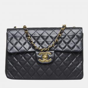 Chanel Black Leather Vintage Maxi Classic Single Flap Bag