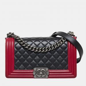 Chanel Black/Red Medium Boy Flap Bicolor