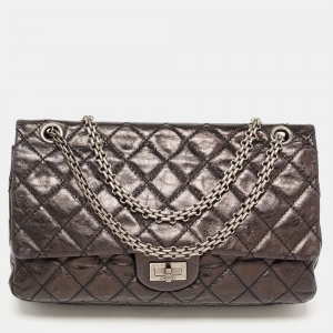 Chanel Metallic Grey/Black Quilted Leather 226 Reissue 2.55 Flap Bag