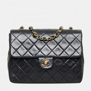 Chanel Black Mini Classic Square Lambskin Single Flap Bag