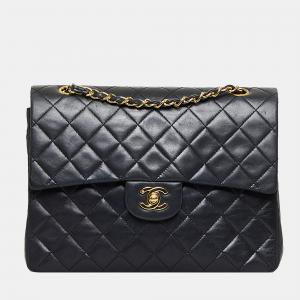 Chanel Black Medium Tall Classic Lambskin Double Flap