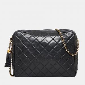 Chanel Black CC Lambskin Tassel Shoulder Bag