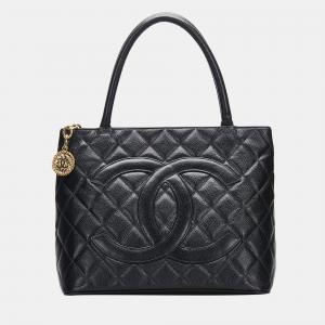 Chanel Black Caviar Medallion Tote Bag