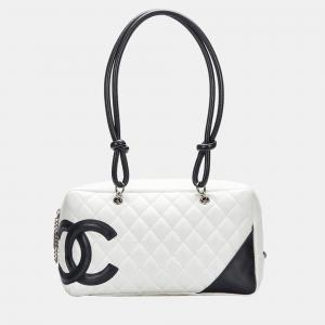 Chanel White Leather Cambon Ligne Shoulder Bag