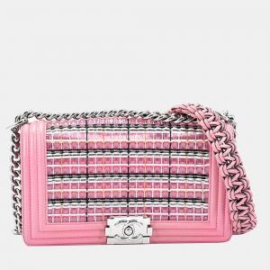 Chanel Pink Medium Leather & PVC Le Boy Flap Bag