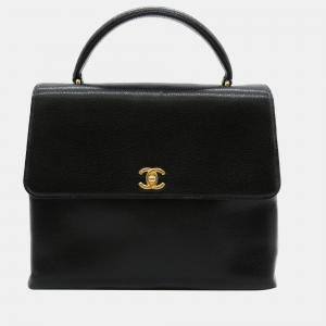 Chanel Black Caviar Leather Vintage CC Handbag