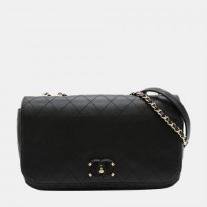 Chanel Black CC Quilted Leather Full Flap Bag