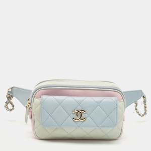 Chanel Mulicolor Quilted Leather CC Double Zip Waist Bag