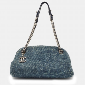 Chanel Blue Denim Camellia Medium Just Mademoiselle Bowler Bag