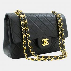 Chanel Black Leather Classic Double Flap Bag