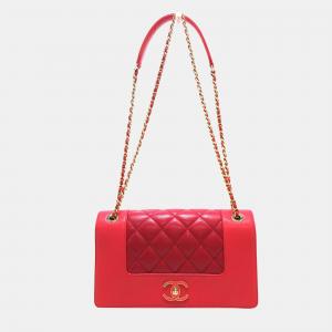 Chanel Red Leather Mademoiselle Vintage Flap Bag