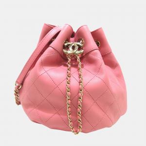 Chanel Pink Leather CC Bucket Bag