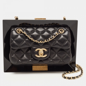 Chanel Black Quilted Leather CC Frame Flap Bag