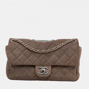 Chanel Brown Small Classic Suede Double Flap