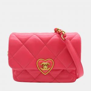 Chanel Pink CC Quilted Leather Mini Flap Bag