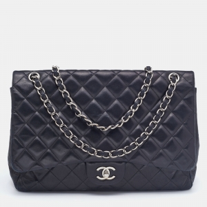 Chanel Black Quilted Leather Maxi Classic Double Flap Bag