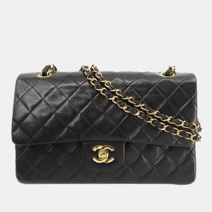 Chanel Black Leather Medium Classic Double Flap Shoulder Bag