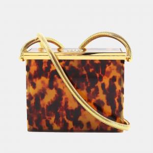 Chanel Brown/Gold Plastic Tortoiseshell Box Shoulder Bag