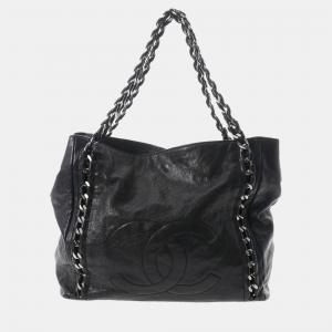 Chanel Black Leather Chain CC Tote Bag