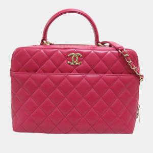 Chanel Pink Leather Large Trendy CC Flap Top Handle Bag