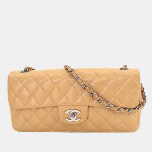 Chanel Beige Leather Classic Small Double Flap Shoulder Bag