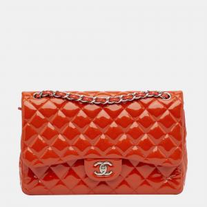 Chanel Red Jumbo Classic Patent Double Flap