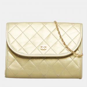 Chanel Gold Quilted Leather Mini Chain Shoulder Bag