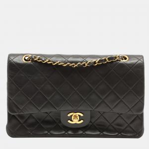 Chanel Black Leather Medium Classic Double Flap Shoulder Bag