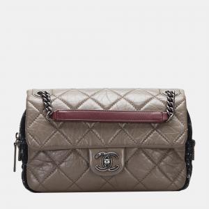 Chanel Grey Glazed Matelasse Portobello Flap Bag