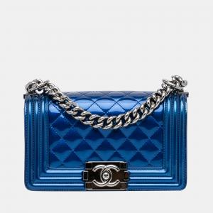 Chanel Blue Small Patent Boy Crossbody Bag