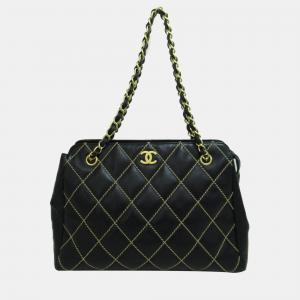 Chanel Black CC Wild Stitch Chain Shoulder Bag