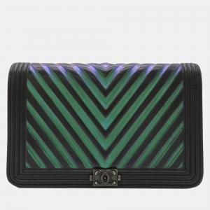 Chanel Green CC Chevron Le Boy Wallet on Chain Bag