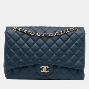 Chanel Blue Jumbo Classic Lambskin Double Flap