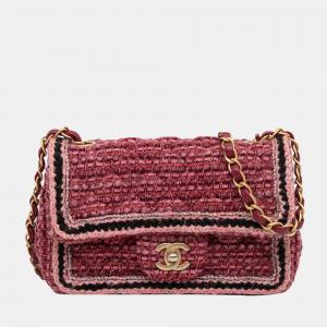 Chanel Red Mini Braided Classic Tweed Single Flap Bag