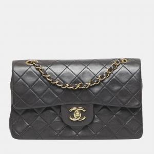 Chanel Black Leather Medium Classic Double Flap Shoulder Bag