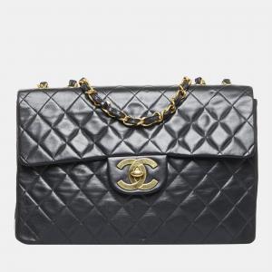 Chanel Black Leather Maxi Classic Single Flap Bag